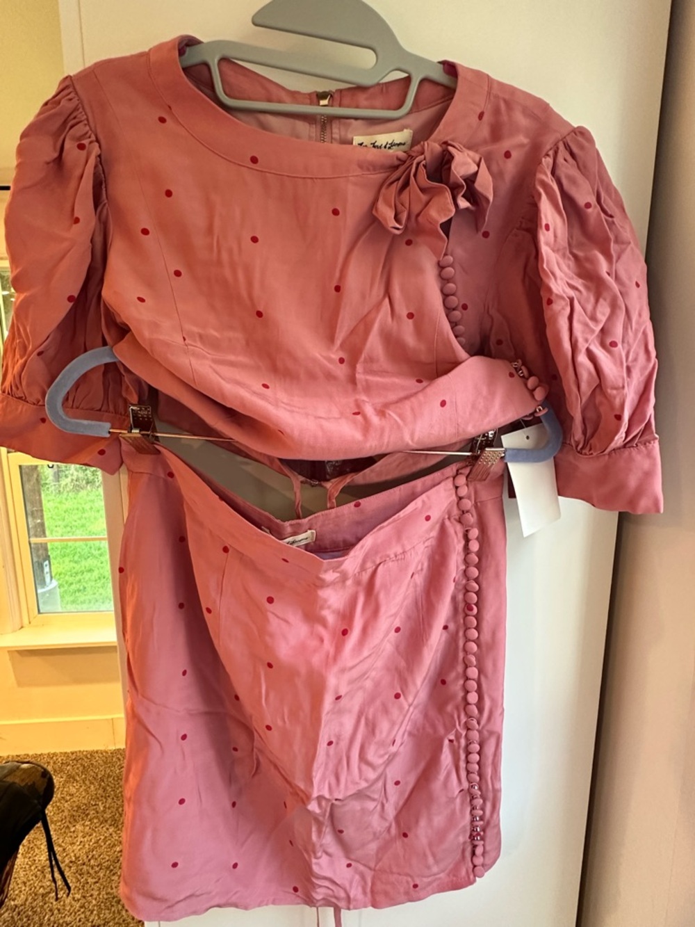 For Love and Lemons Pink Polka Dot Two-Piece size M